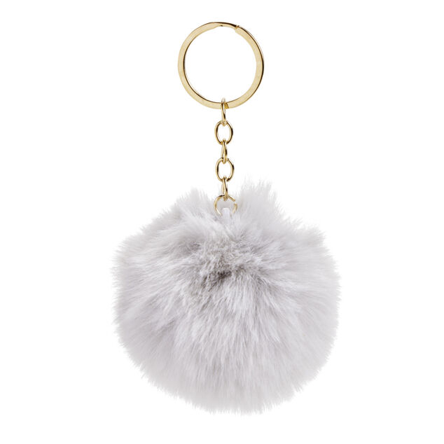 Porte-clé avec pompon doux et métal Ø8cm (3 modèles)