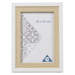 Cadre photo bois naturel blanc 14x19cm pour photo 10x15cm