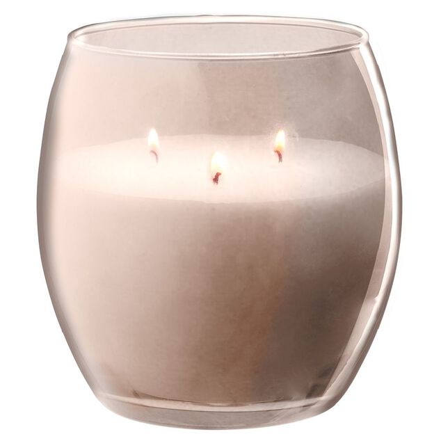 Bougie XL dans verre color&eacute; rose senteur fruit de la passion 36H