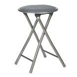 Tabouret pliant Aiden m&eacute;tal et pvc Gris L.30 x P.35 x H.45 cm