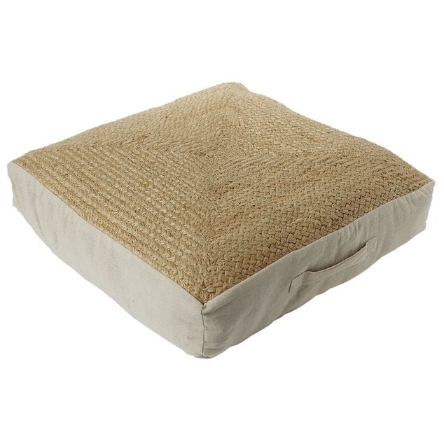 Coussin de sol carr&eacute; jute 50x50cm beige