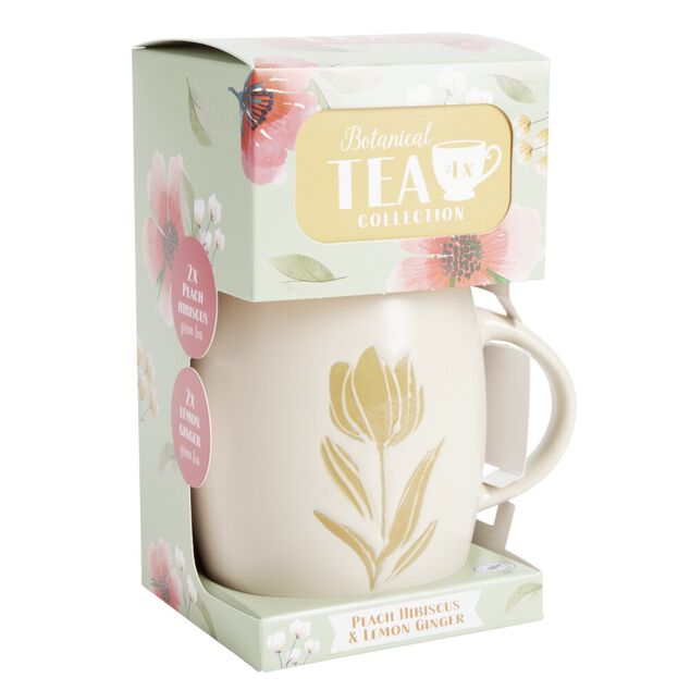 Coffret mug 330ml avec 4 sachets de thé (3 modèles)