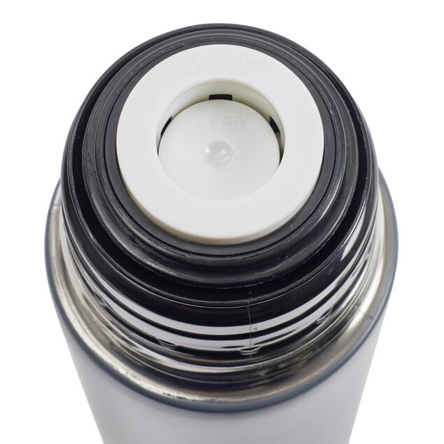 Bouteille isotherme thermos inox 500ml avec tasse int&eacute;gr&eacute;e gris fonc&eacute; &Oslash;7xH24cm