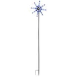 Moulin &agrave; vent XL &agrave; planter en m&eacute;tal d&eacute;cor&eacute; bleu 40,5x23xH180cm