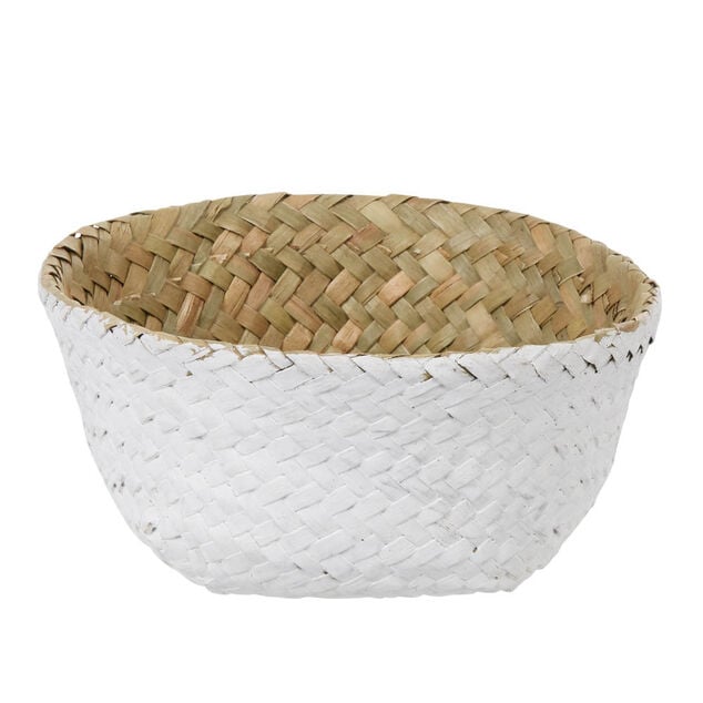 Pani&egrave;re tress&eacute;e jonc de mer bicolore blanc naturel