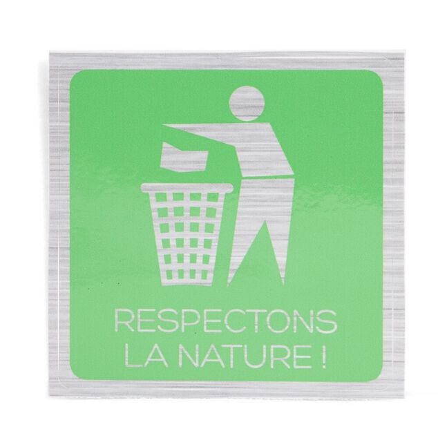 Signal&eacute;tique adh&eacute;sive "Respectons la nature" - 8x8 cm