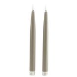 Lot de 2 bougies chandelles LED grises Ø2,2xH22,5cm