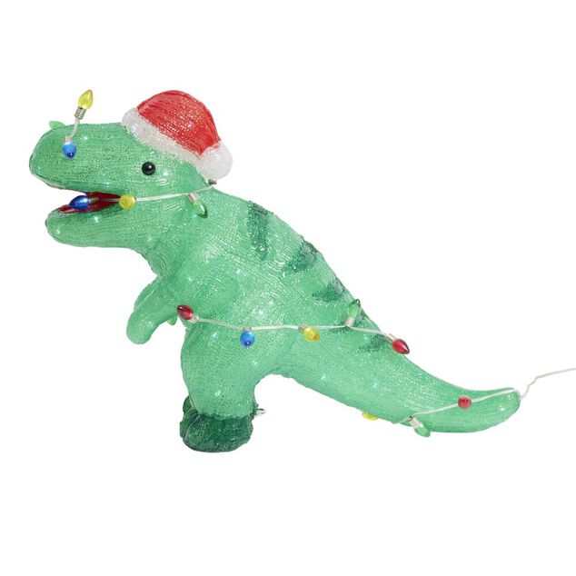 D&eacute;coration de No&euml;l ext&eacute;rieure lumineuse dinosaure LED blanc froid 56x22xH35cm