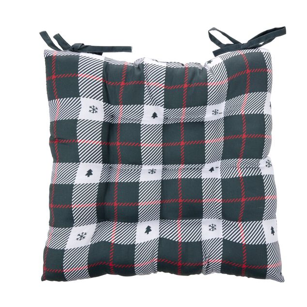 Galette de chaise carr&eacute; tissu motif No&euml;l 40x40cm (4 mod&egrave;les)