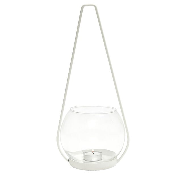 Bougeoir en verre avec suspension en métal