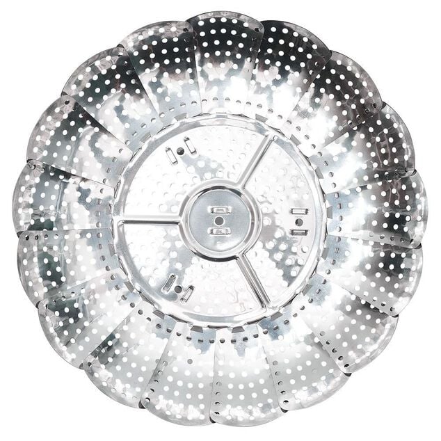 Panier vapeur r&eacute;glable m&eacute;tal gris &Oslash;28,5xH9,5cm