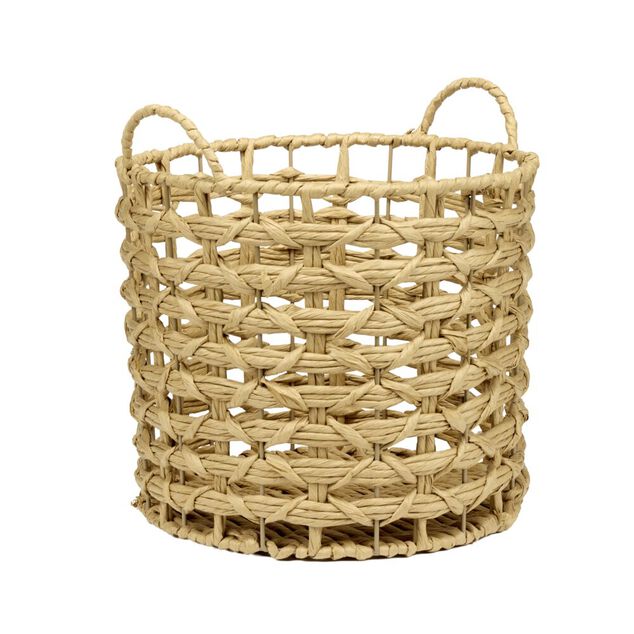 Pani&egrave;re ronde papier tress&eacute; et m&eacute;tal &Oslash;30xH30cm