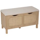 Banc de rangement en bois et rotin Kanna 2 cases 80x35xH45cm