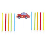 Lot de 10 bougies anniversaire voiture avec support
