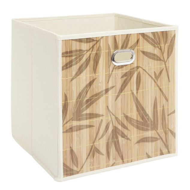 Pani&egrave;re de rangement Box Cube fa&ccedil;ade bambou feuillage 31x31xH31cm (2 mod&egrave;les)