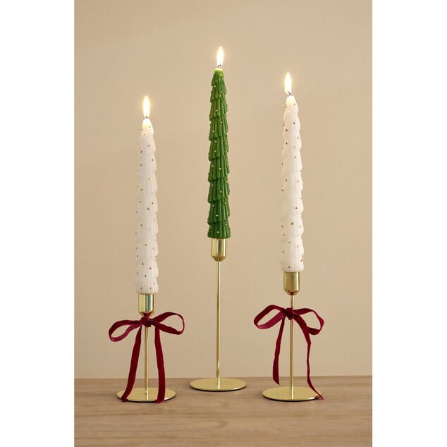Bougie chandelle x2 forme sapin &Oslash;4xH25cm (2 mod&egrave;les)