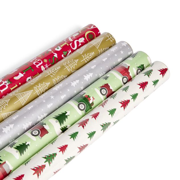 Rouleau papier cadeau No&euml;l &agrave; motifs 8m (6 mod&egrave;les)