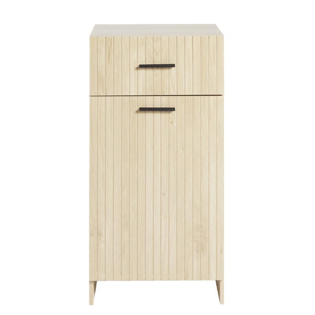 Meuble salle de bain en bois 1 tiroir 1 porte avec pani&egrave;re amovible 40x30xH80cm