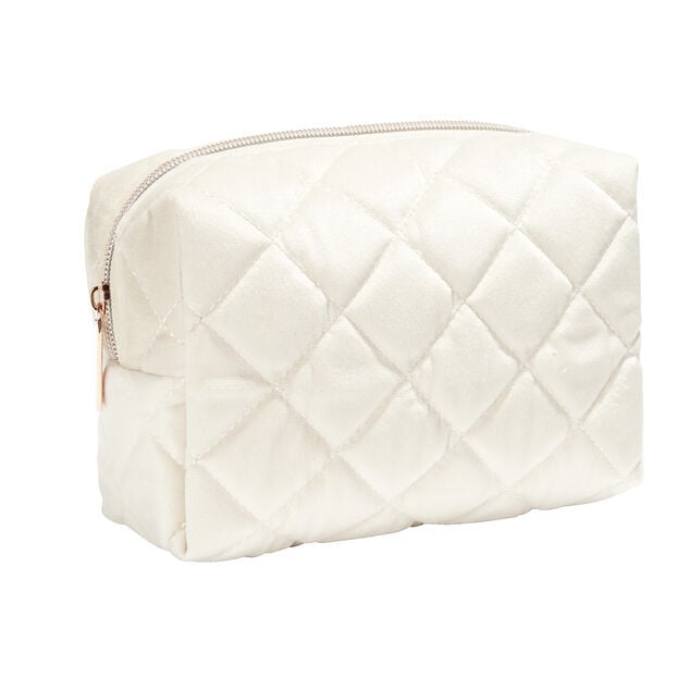 Pochette &agrave; cosm&eacute;tiques en velours beige ou bleu 19x9xH12cm