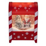 Boîte aux lettres animée intérieur Père Noël et sapin avec neige 13x9,5xH19cm