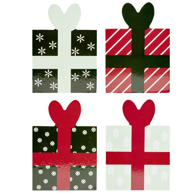 Dessous de verre X4 pcs motif cadeau de No&euml;l li&egrave;ge et papier L10X13X&eacute;p.0,2 cm