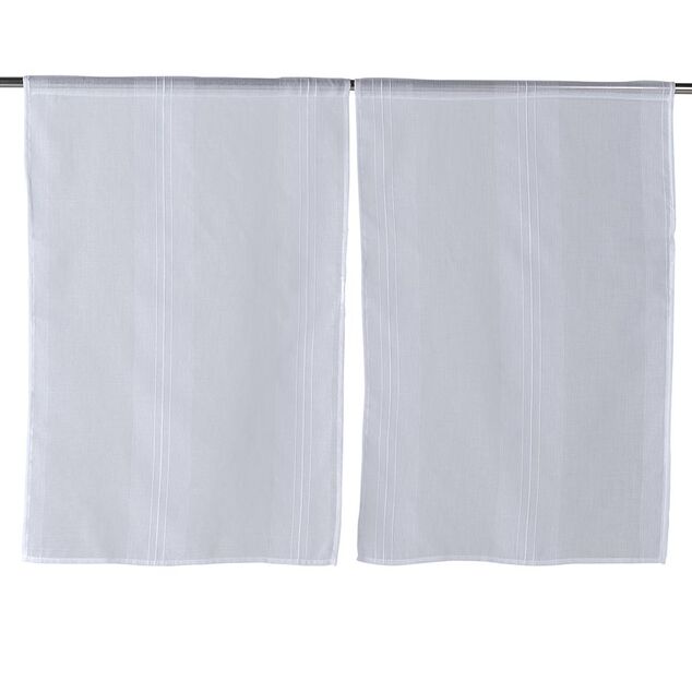 Vitrage droit passe tringle uni blanc 60x90 cm x2