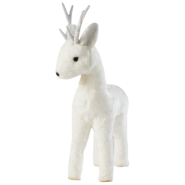 D&eacute;coration &agrave; poser renne debout H36 cm blanc