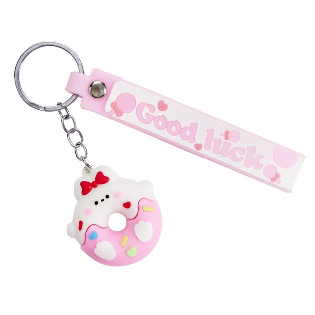 Porte-cl&eacute; enfant forme donut kawaii plastique &Oslash;4,5xH4cm (4 mod&egrave;les)