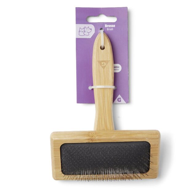 Brosse animal démélante bambou et inox