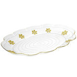 Plateau de service transparent et fleur jaune doré Ø32xH3cm