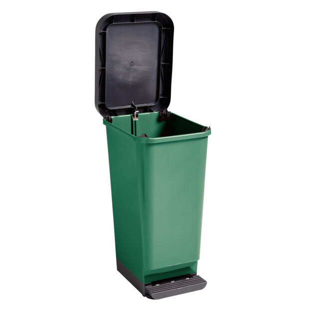 Poubelle en plastique vert 45L avec pédale rétractable 29x38,5xH61cm