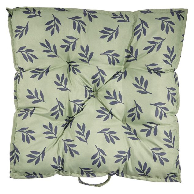 Coussin de dossier salon palette motif feuillage vert noir 60x60x&eacute;p8cm