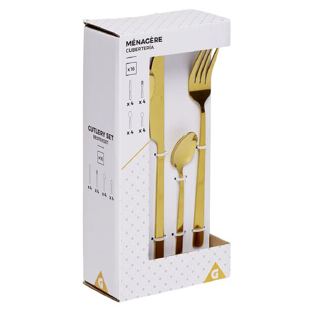 Ménagère 16 couverts inox doré