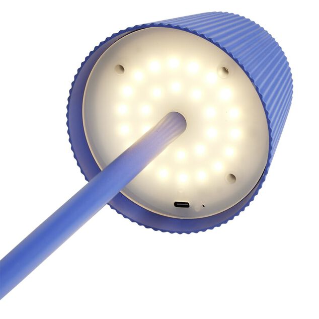 Lampe de table Talli LED tactile 120lm variable USB m&eacute;tal et plastique bleu &Oslash;10,5xH36cm