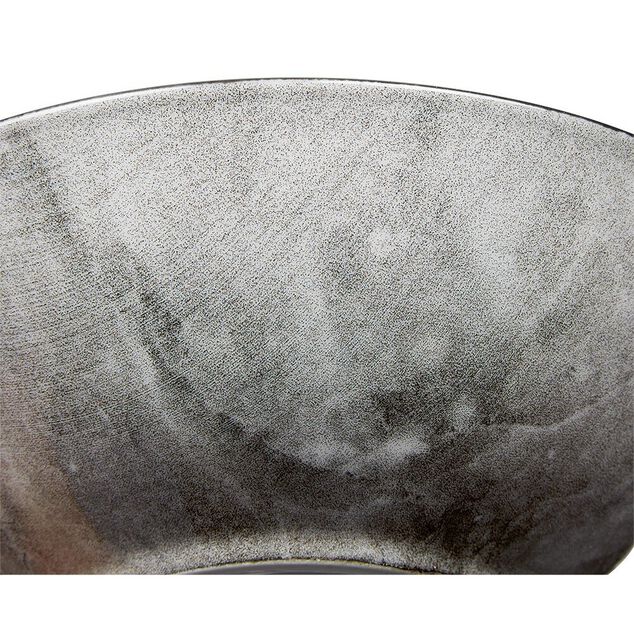 Assiette creuse noir d&eacute;cor marbre gris &Oslash;18cm