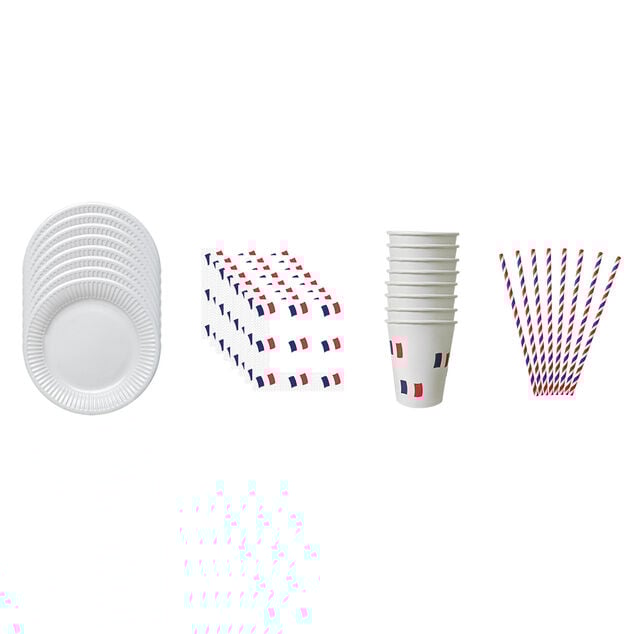 Kit vaisselle jetable Euro 2021 France pour 8 personnes