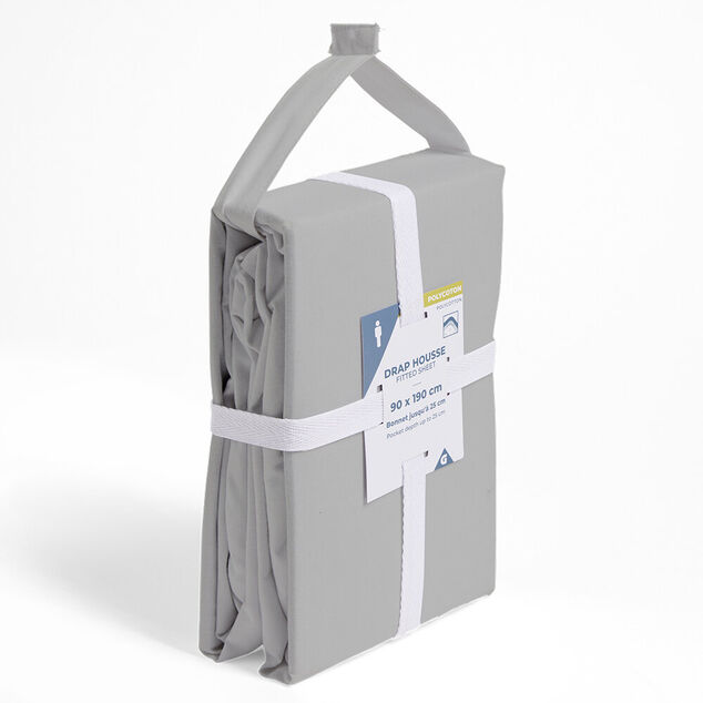 Drap housse 90x190cm polycoton gris