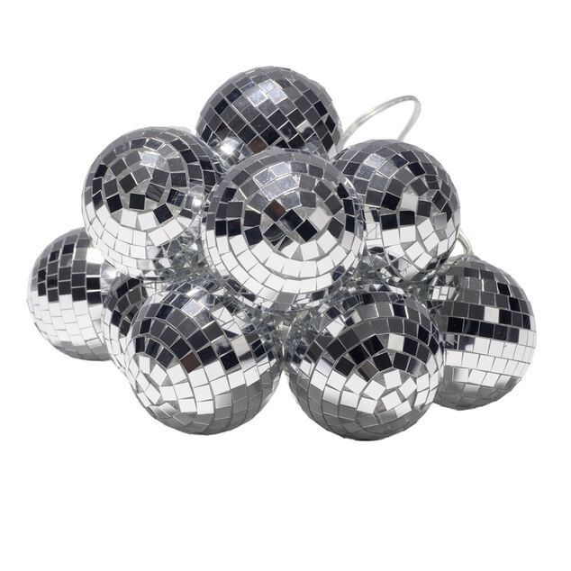 Guirlande de No&euml;l LED boule disco argent&eacute; lumi&egrave;re r&eacute;glable blanc chaud