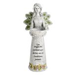 Décoration funéraire ange LED avec inscription polyrésine gris H40cm