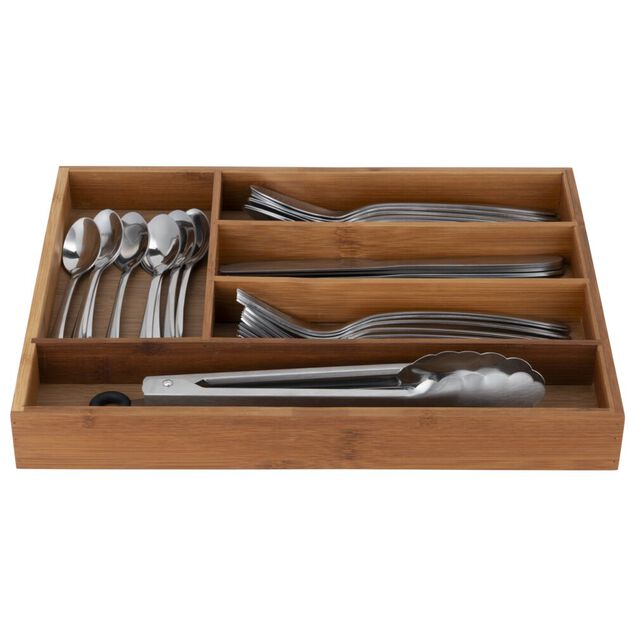 Range couverts organisateur 5 compartiments en bambou 34x24xH4cm