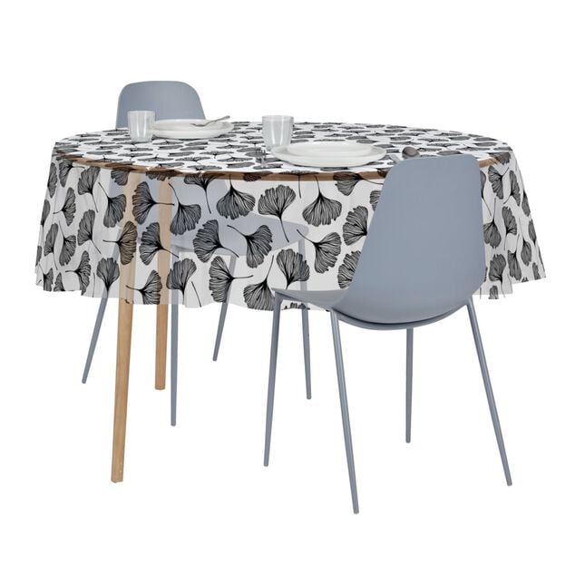 Nappe cristal carr&eacute;e transparente motif ginkgo 150x150cm