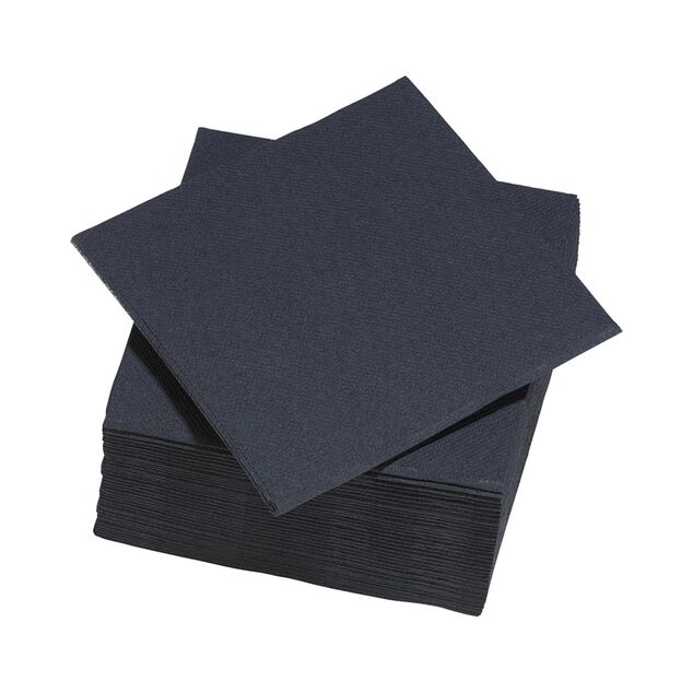 Serviette carr&eacute;e noire Tex Touch 2 plis en papier x40