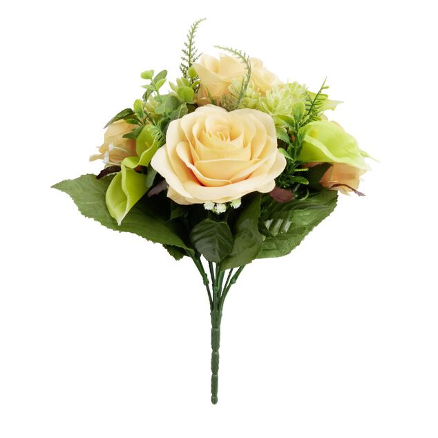Bouquet fleurs artificielles rose/lys 8 tiges H34cm