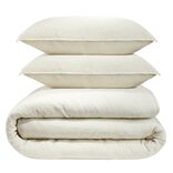 Parure de lit 1 personne 140x200cm gaze de coton beige 3 pi&egrave;ces