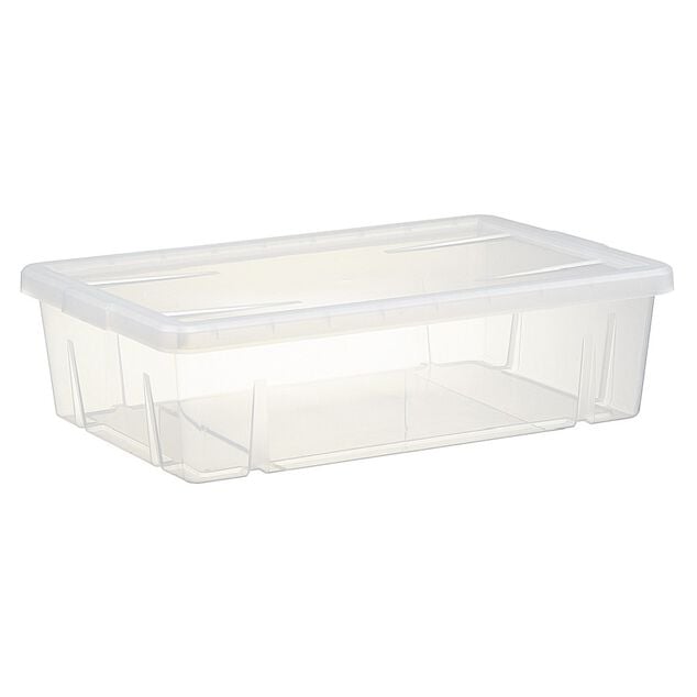 Bo&icirc;te de rangement dessous de lit blanc transparent avec couvercle 28L