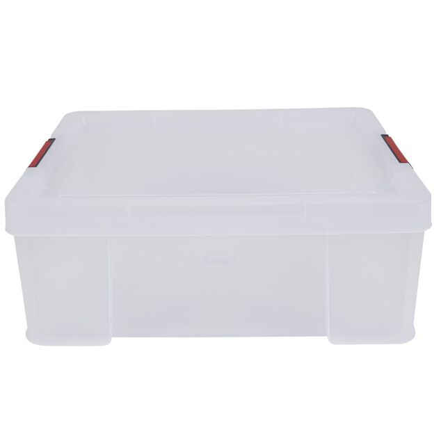 Bo&icirc;te de rangement transparente &agrave; clips 27 L