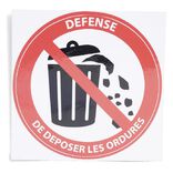 Signal&eacute;tique adh&eacute;sive "D&eacute;fense de d&eacute;poser les ordures" - 8x8 cm
