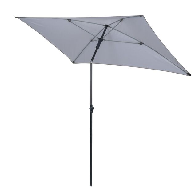 Parasol centr&eacute; Chili rectangulaire push-up inclinable gris 180x118xH210cm