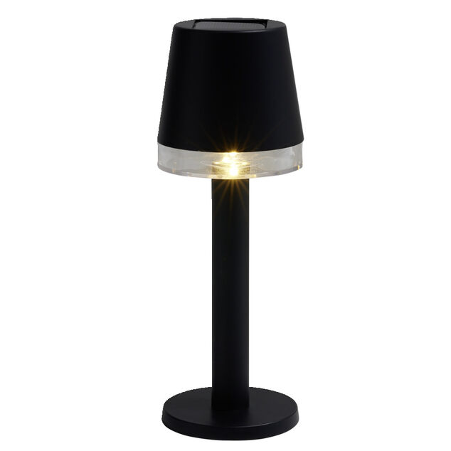 Lampe de table solaire LED à poser noire Ø8xH21cm
