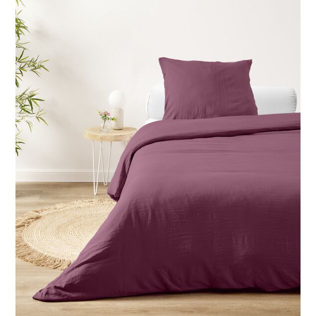 Parure de lit 1 personne 140x200cm microlavée unie (3 modèles)